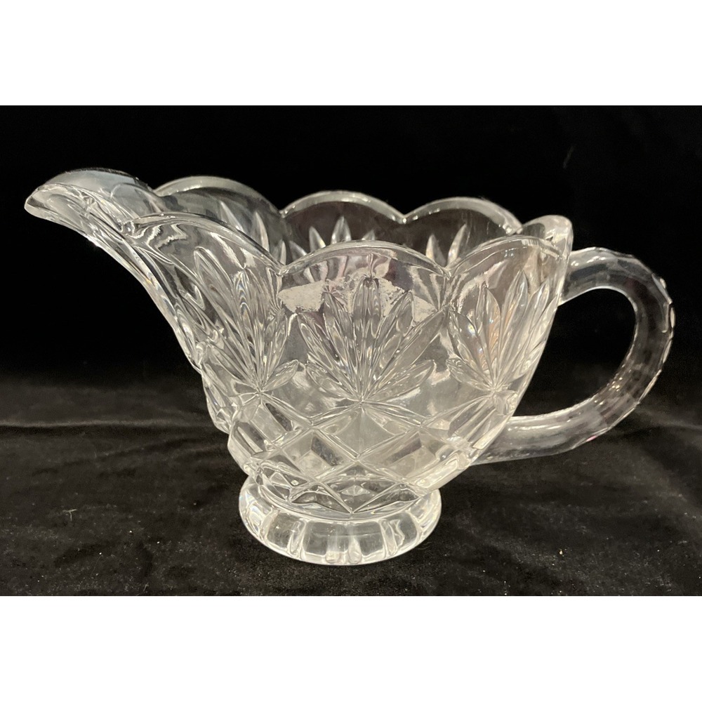 Godinger Shannon Crystal Gravy Boat Creamer Starburst Diamond Pattern Vintage